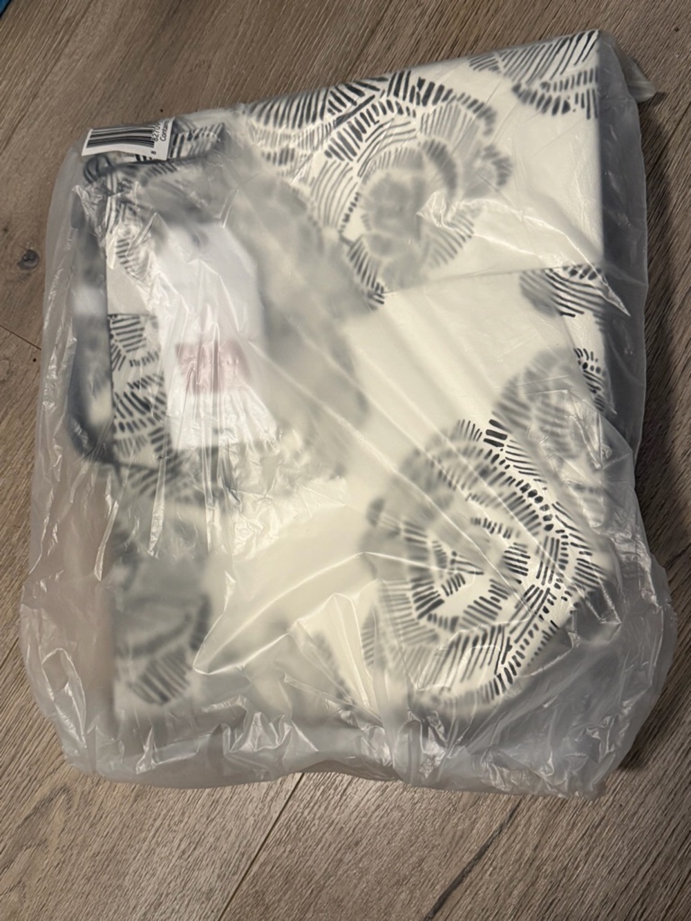 Indigo White Tote with Black Floral Print - Picture 5 of 6